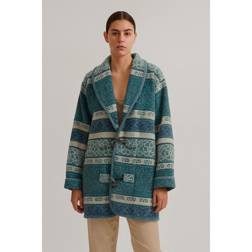 Vintage Eddie Bauer Wool Blend Aztec Southwest Barn Coat Size M